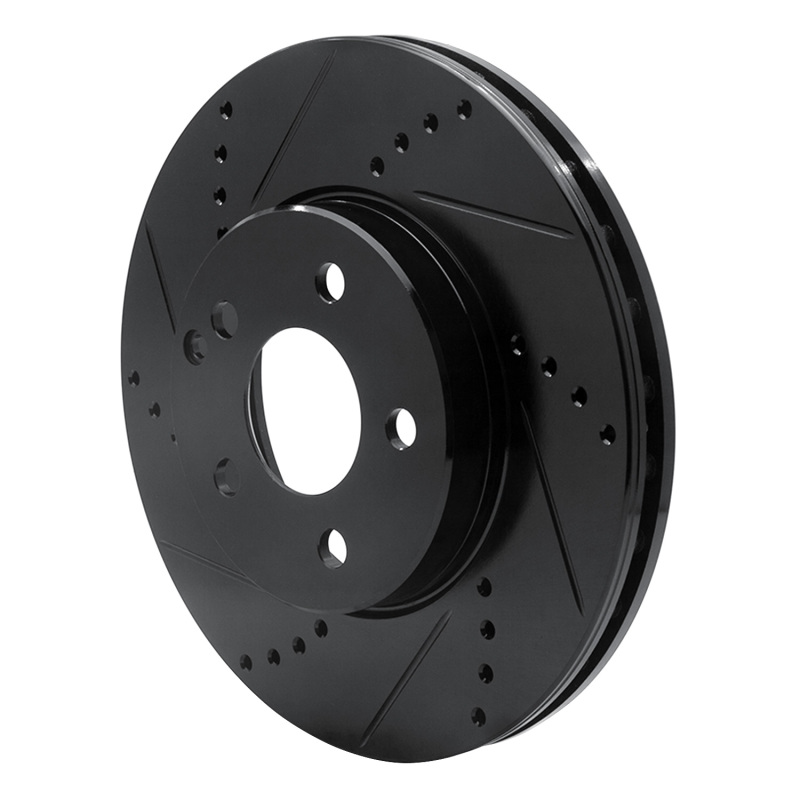 Mercedes-Benz E320 Brake Rotor (1) - Front Left - R1 Concepts - Drilled & Slotted - Black - `03-`09